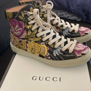 Gucci high top embroidered sneaker